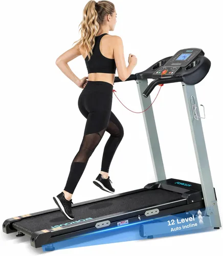 Miniatura 8 de BORGUSI Treadmill with 12% Auto Incline - 300 LBS Capacity Running Machine with 17.5 Wide Belt, 3HP Folding Electric Treadmills with Bluetooth Negro