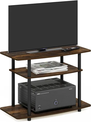 Miniatura 15 de Furinno Frans Turn-N-Tube - Soporte para televisor de 4 niveles, para televisores de hasta 43 pulgadas, color roble blanco
