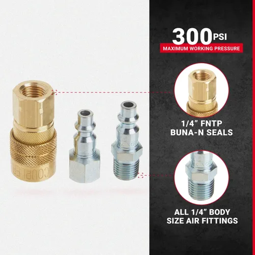Miniatura 2 de Milton S-210 NPT kit acople y conector macho, NPT 1/4'' (12 unidades)