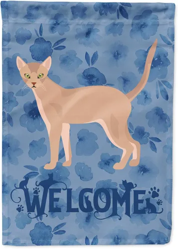 Miniatura 234 de Caroline's Treasures CK4813CHF - Bandera de bienvenida con gato abisinio azul, manga grande, para porche, para colgar en la pared, poliéster