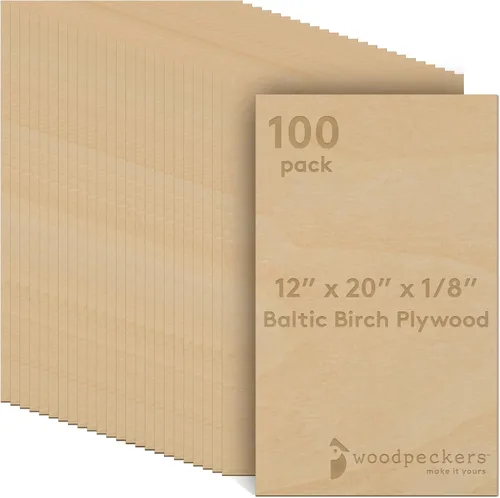 Miniatura 11 de Woodpeckers - Madera contrachapada de abedul báltico, 1/8 x 12 x 20 pulgadas, paquete de 50 hojas de abedul báltico de grado B/BB, perfectas