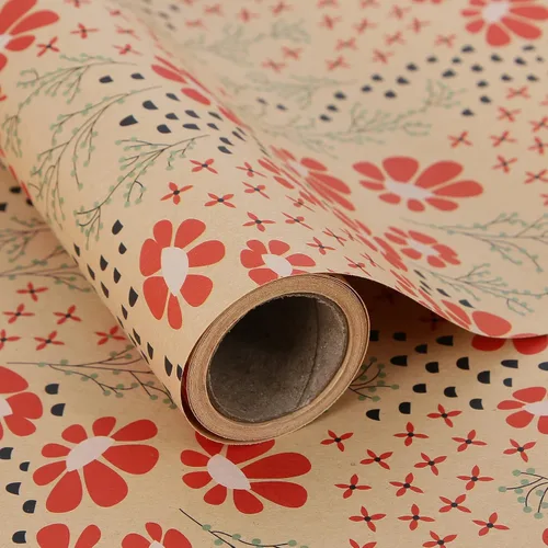 Miniatura 38 de Aimyoo - Rollo de papel de regalo floral kraft - Rollo jumbo - 30 pulgadas x 33 pies - Papel de regalo vintage con flores para todas las ocasiones