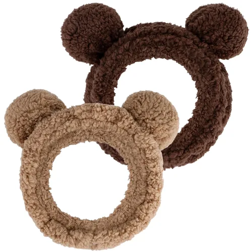 YISSION 2 diademas de spa con orejas de oso, banda antideslizante para lavado de cara, maquillaje, cuidado de la piel, diadema facial, banda