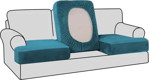Miniatura 29 de H.VERSAILTEX Fundas de terciopelo elástico para silla con cojín en forma de T para sala de estar, funda de sofá, funda de asiento con cojín