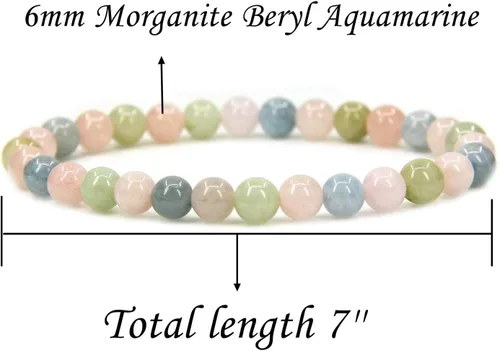 Miniatura 2 de Pulsera elástica hecha a mano con gemas semipreciosas de 1564 de pulgada con cuentas redondas de 7 pulgadas, unisex