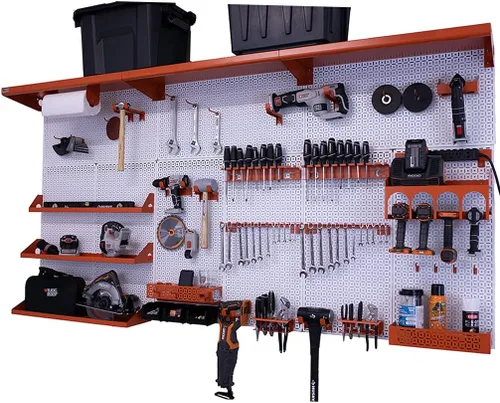 Miniatura 34 de OmniWall Weekend Warrior XL - Sistema de organización de pared de metal (negro/azul)