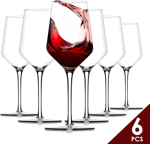 Miniatura 8 de Chouggo Juego de 6 copas de vino, cristal soplado a mano para vino tinto o blanco, 15 onzas, hechas a mano por artesanos, regalos para mujeres