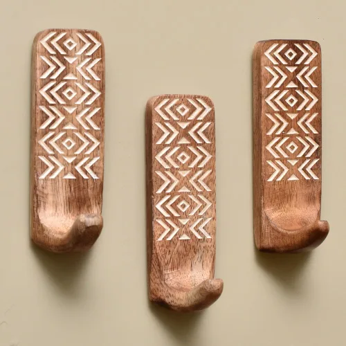 Indian Shelf Ganchos de pared adhesivos de madera bohemios para colgar abrigos, llaves, correa, sombrero, toallero, bonito soporte para llaves,