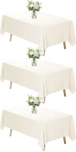 Miniatura 20 de Fixwal Paquete de 2 manteles rectangulares negros de 60 x 102 pulgadas, reutilizables, resistentes, lavables, para mesas de 6 pies, bodas, fiestas