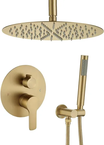 Miniatura 13 de Iriber - Sistema de regadera de lluvia de montaje en techo con cabezal de ducha de 10 pulgadas y juego de regadera de mano cromado pulido que Cromo