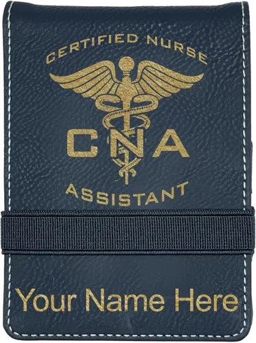 Miniatura 15 de LaserGram Mini padfolio con bloc de notas y bolígrafo, asistente de enfermera certificada por la CNA, grabado personalizado incluido (verde azulado)