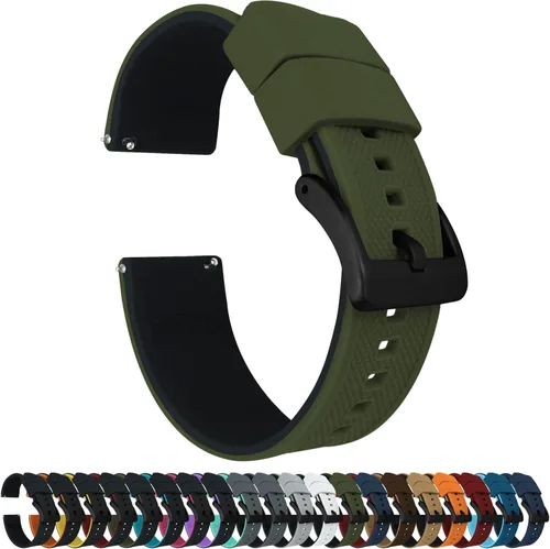 Barton - Correas élite de silicona para reloj, de liberación rápida, elige el color de la correa y de la hebilla (acero inoxidable, PVD negro o gris