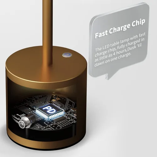 Miniatura 8 de Pack de 2 lámparas de mesa inalámbricas, lámpara de escritorio recargable con batería LED de 5000 mAh, metálica, USB, portátil, lámpara de mesa