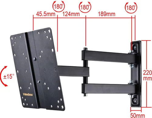 Miniatura 3 de VideoSecu Soporte de pared giratorio para TV con inclinación articulada para la mayoría de TV LCD LED de 27-47 pulgadas, pantalla plana negra ML510B