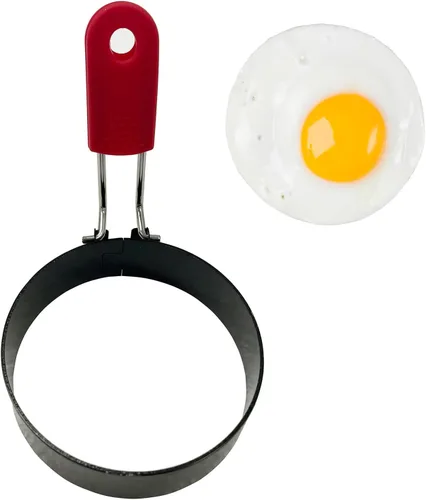 Miniatura 2 de 2 anillos de huevo, molde redondo de acero inoxidable de 3 pulgadas para magdalenas inglesas, molde antiadherente para panqueques con cepillo