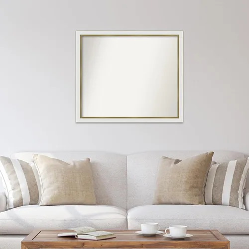 Miniatura 4 de Amanti Art Espejo de baño blanco para sobre el fregadero, 30 x 35 pulgadas, espejo de tocador rectangular estrecho de Eva de oro blanco, marco