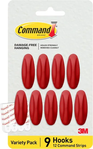 Miniatura 13 de Command Ganchos medianos de diseño, negro, 9 ganchos, 12 tiras