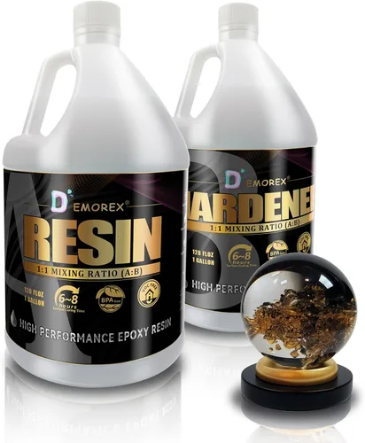 Miniatura 8 de Kit de resina epoxi transparente de 1 galón Demorex, suministros de resina sin burbujas y de alto brillo para recubrimiento y fundición de arte