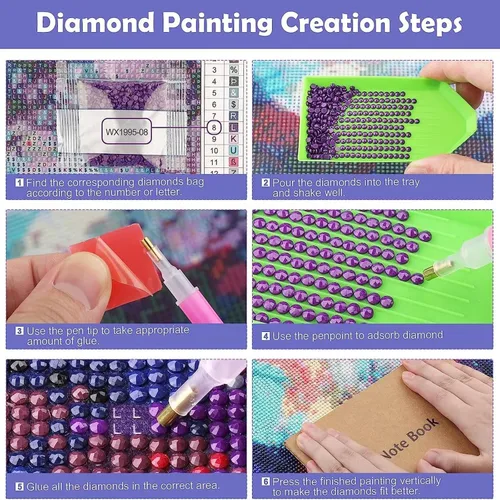 Miniatura 7 de Kits de pintura de diamantes para adultos, arte de diamantes de imitación 5D, pintura por números para adultos, kit de bordado de diamantes
