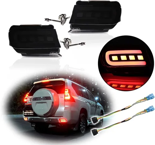 Miniatura 8 de 3D óptico rojo LED parachoques trasero reflectores freno luz trasera lámparas kit para Toyota Land Cruiser PRADO FJ150 2010 2011 2012 2013 2014 2015