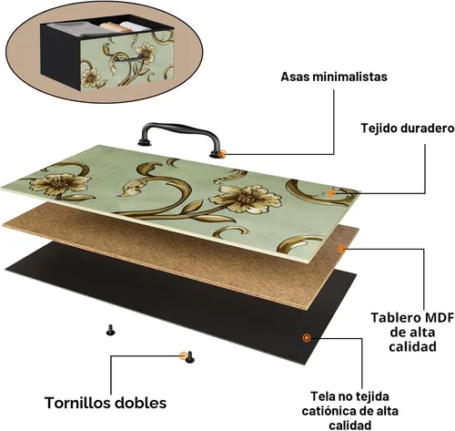 Miniatura 8 de Furnulem Cómoda de 4 cajones, mesita de noche vertical para niños, adultos, cómoda de tela para dormitorio, sala de estar, armario, guardería