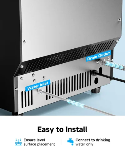Miniatura 5 de Feelfunn Máquina comercial para hacer hielo - 100 libras/24 horas, capacidad de almacenamiento de 33 libras, máquina de hielo de acero inoxidable