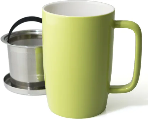Miniatura 2 de FORLIFE Taza de preparación con acabado brillante de rocío con infusor de cesta y tapa inoxidable "Mirror", 18 onzas, lima