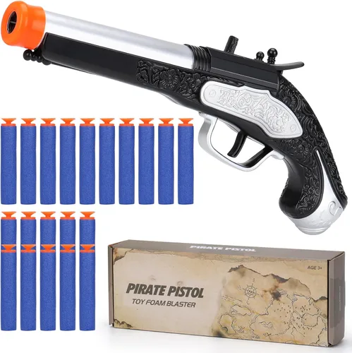 Miniatura 7 de Juguete de espuma pirata pirata para niños de 3 a 5 años, pistola pirata con 20 dardos de espuma suave, accesorio de disfraz de pirata de Halloween