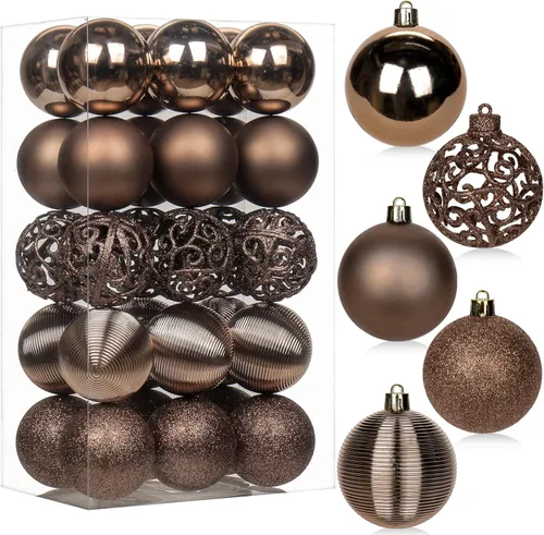 Miniatura 29 de 30 piezas de adornos de bola de árbol de Navidad irrompibles negros para decoración navideña