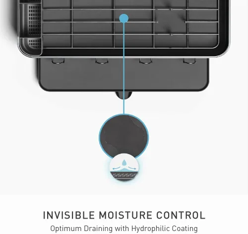 Miniatura 3 de simplehuman Escurreplatos compacto con marco de acero inoxidable, boquilla giratoria de fácil drenaje de 360º, soporte para utensilios