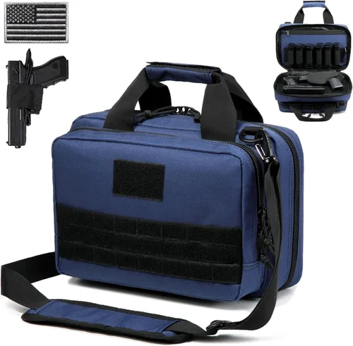 Miniatura 10 de DBTAC - Funda para pistola XS Bolsa táctica de 1 a 2 pistolas con cremallera con cerradura para campo de tiro al aire libre Parche de bandera