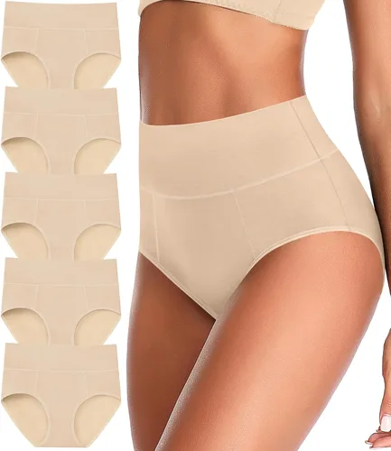 Miniatura 11 de ASIMOON Ropa interior de cintura alta con control de abdomen para mujer, de algodón, talla grande, cobertura completa, bragas para mujer