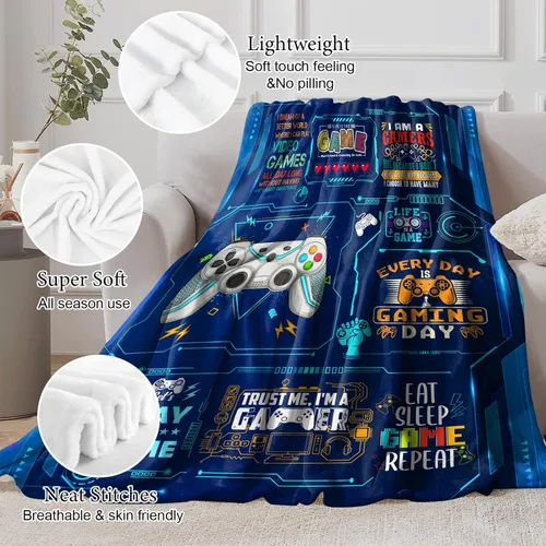 Miniatura 5 de Manta de juegos para niños y niñas - Manta suave de juego para decoración de habitación de jugadores