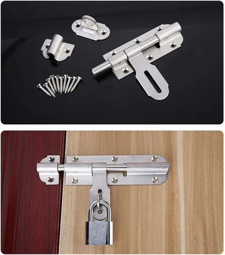 Miniatura 3 de Cerradura de puerta AnBT, resistente acero inoxidable cepillado engrosado, cierre de tornillo de barril deslizante para puerta (7,8")
