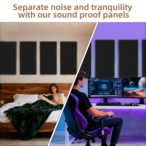 Miniatura 6 de FAHKNS Paneles de pared acústicos absorbentes de sonido: 48 "x24" x 2 "paneles de pared insonorizados de fibra de vidrio, paneles de aislamiento