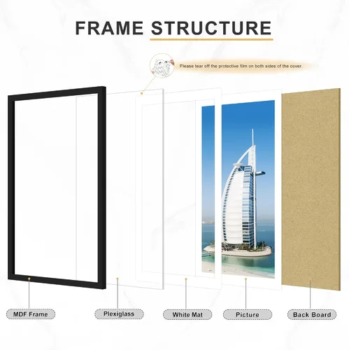 Miniatura 7 de Picrit Marco negro para póster de 24 x 34 pulgadas, paquete de 7 unidades, para fotos de 20 x 30 pulgadas con paspartú o de 24 x 34 pulgadas sin