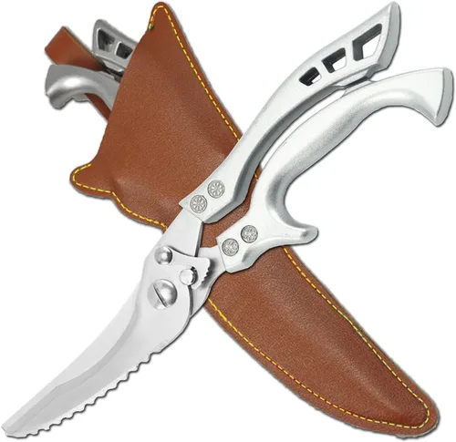 Miniatura 9 de ANDONG Tijeras de cocina de acero inoxidable resistentes mejoradas – Tijeras profesionales para aves de corral para huesos, carne, pollo, pescado