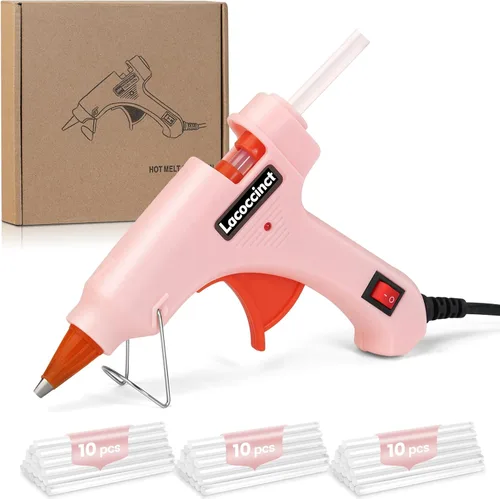 Miniatura 8 de Pistola de pegamento caliente, kit de mini pistola de pegamento caliente con 30 barras de pegamento, precalentamiento rápido para manualidades