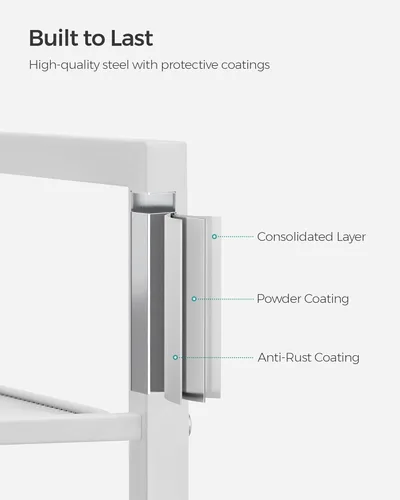 Miniatura 4 de SONGMICS Estante de almacenamiento de 4 niveles, estante de baño, soporte extensible para plantas con estante ajustable, para baño, sala de estar