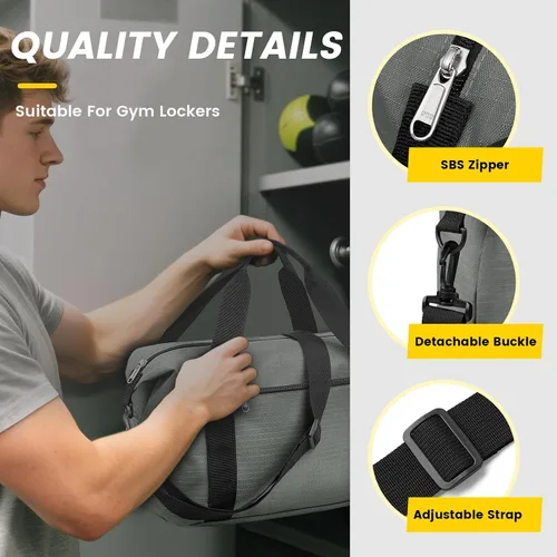Miniatura 5 de Vorspack Bolsa de gimnasio pequeña Bolsa de lona de 14 pulgadas para viajes, bolsa de lona ligera para hombres y mujeres, bolsa de artículos