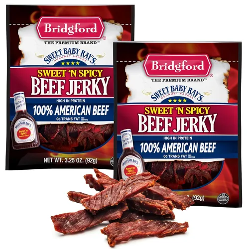 Miniatura 19 de Bridgford Sweet Baby Ray's Beef Jerky Honey BBQ de 3.25 onzas, paquete de 2 – Cecina alta en proteínas para impulso de energía del mediodía