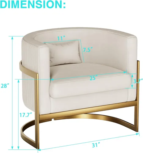 Miniatura 2 de Silla decorativa de terciopelo, moderna silla de barril con patas doradas, sillón tapizado para dormitorio, sala de estar, sofá, silla auxiliar