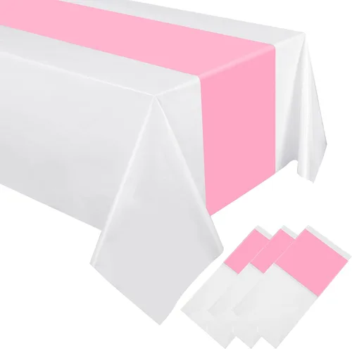 Miniatura 11 de Oudain 3 manteles desechables de plástico de 54 x 108 pulgadas, para mesas rectangulares, impermeables, para baby shower, boda, cumpleaños, Azul
