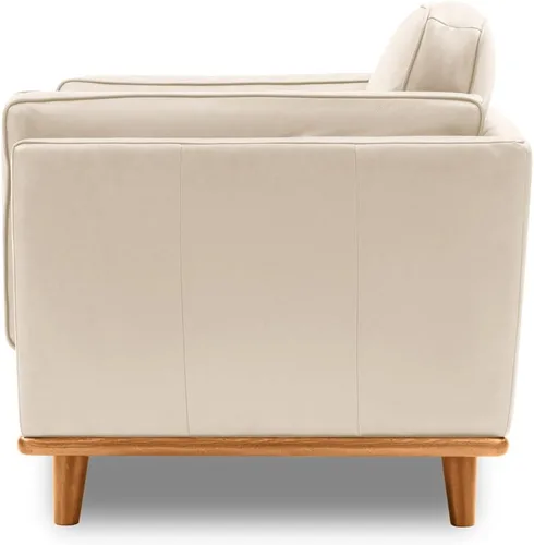 Miniatura 5 de Valencia Artisan Leather Accent Chair, Full-Aniline Leather Upholstery Space-Saving Design for Living Room or Office (Beige)