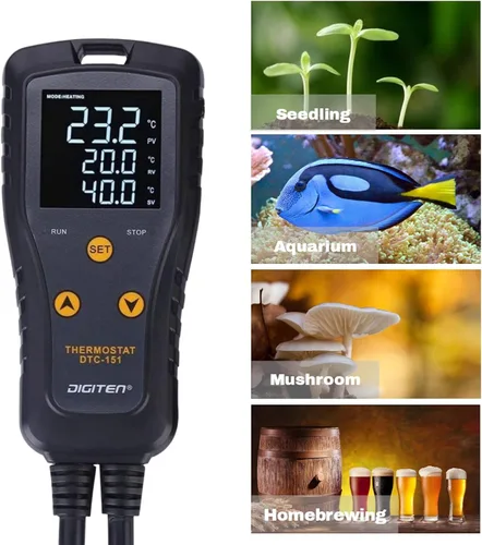 Miniatura 6 de DIGITEN DTC151 Termostato enchufable de controlador de temperatura 110V 15A, controlador digital de temperatura de salida para esterilla térmica