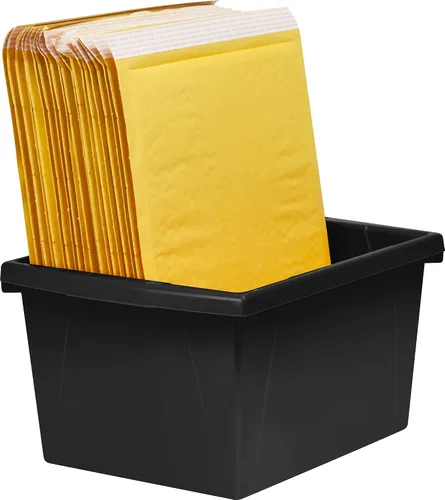 Miniatura 5 de Storex Contenedor de almacenamiento de 4 galones, organizador de plástico para libros y suministros, negro, paquete de 6 (61466C06C)