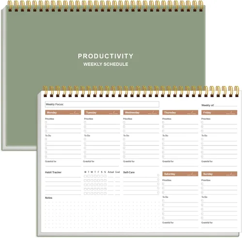 Miniatura 11 de Agenda semanal de productividad – 8 x 11 pulgadas, bloc/planificador de escritorio, seguimiento de hábitos, planificador semanal sin fecha