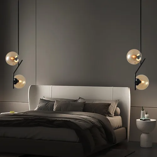 Miniatura 5 de SeeU Lámpara colgante de iluminación con pantalla de vidrio ámbar lámpara colgante de mediados de siglo, lámpara moderna para isla de cocina