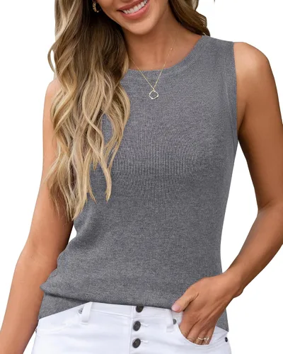Arach&Cloz Suéteres de mezcla de lana para mujer, no se transparentan, sin mangas, para todas las estaciones, para negocios, informal, 2025