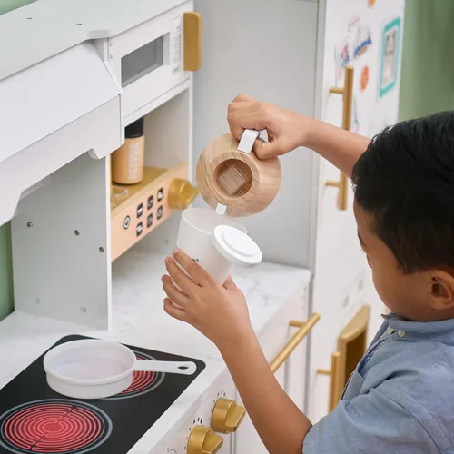 Miniatura 7 de Teamson Kids Little Chef Atlanta - Cocina modular grande de madera para jugar con características interactivas y realistas, y 17 accesorios